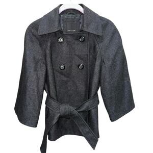 NWT‎ The Limited Wool Blend Peacoat Small Charcoal Gray Belted Cropped Coat
